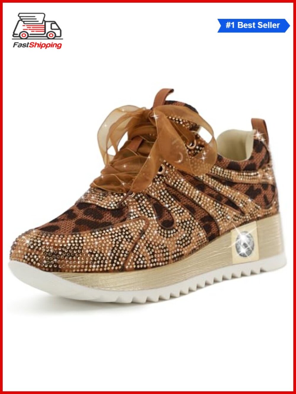 Women's Glitter Sneakers Platform Wedge High Top Rhinestone Sequin Dress Shoes